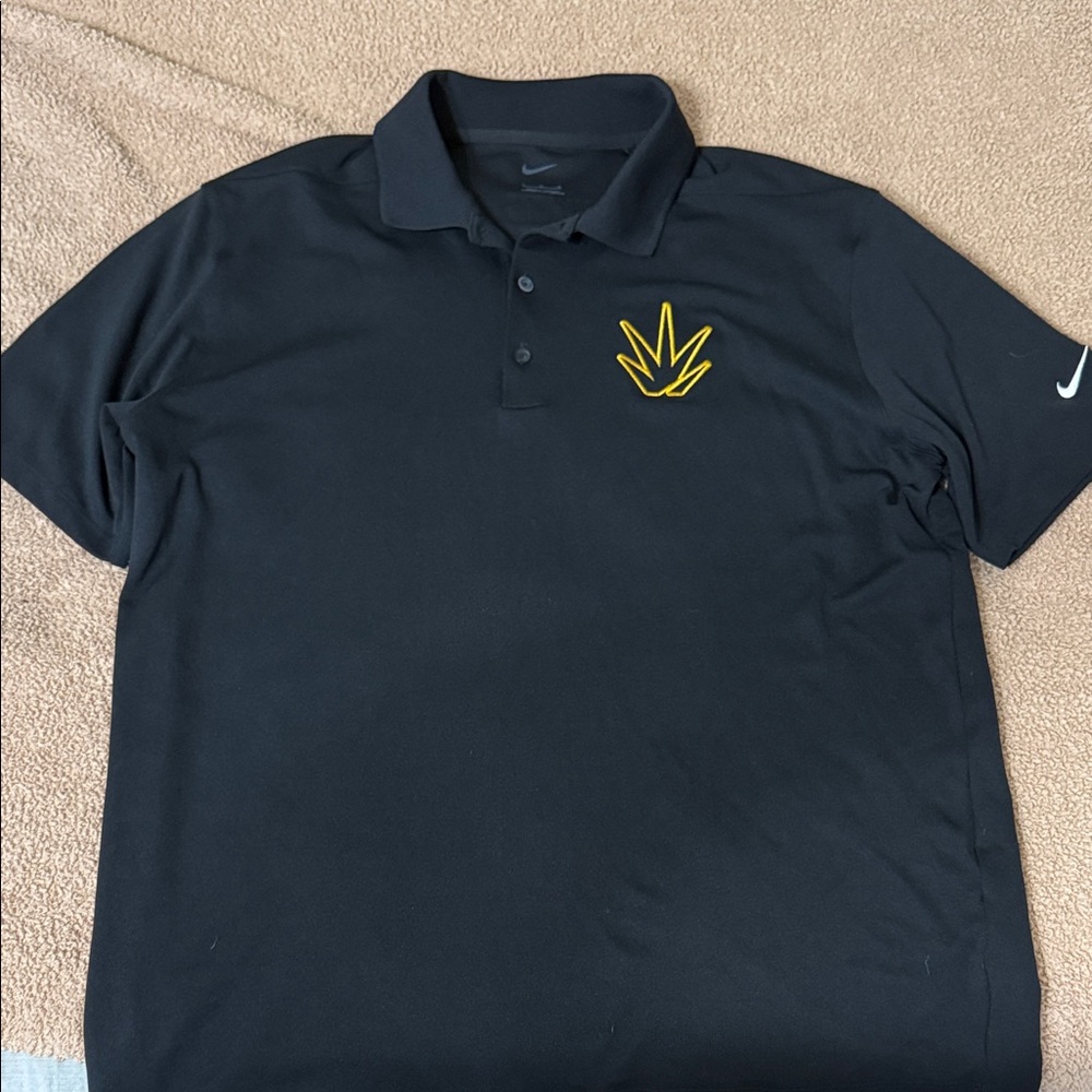Nike Men's Polo in Black with Yellow Logo - Picture 1 of 3
